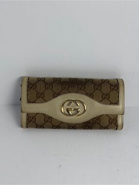 Gucci Sukey Beige GG Canvas Continental Wallet